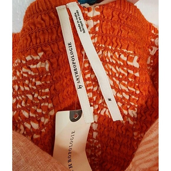 NWT Size Medium By Anthropologie The Aliza Strapless Linen Midi Dress Tropical - Picture 3 of 8